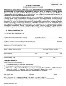 CITY OF LOS ANGELES RESPONSIBILITY QUESTIONNAIRE