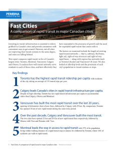 Fast Cities A comparison of rapid transit in major Canadian cities