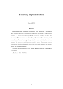 Financing Experimentation March 2013