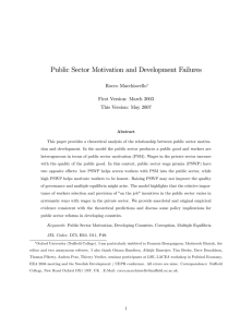 Public Sector Motivation and Development Failures Rocco Macchiavello First Version: March 2003