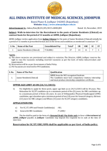 ALL INDIA INSTITUTE OF MEDICAL SCIENCES, JODHPUR  Basni Phase-II, Jodhpur-342005 (Rajasthan)