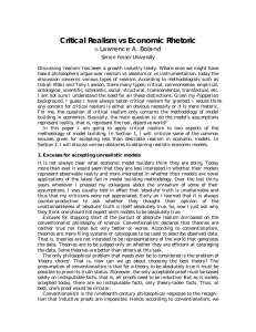 Critical Realism vs Economic Rhetoric Lawrence A. Boland 