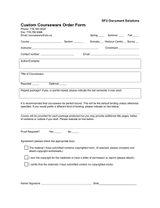 Custom Courseware Order Form SFU Document Solutions