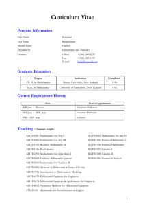 Curriculum Vitae  Personal Information