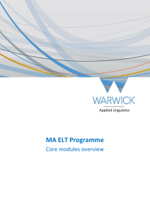 MA ELT Programme  Core modules overview Applied Linguistics