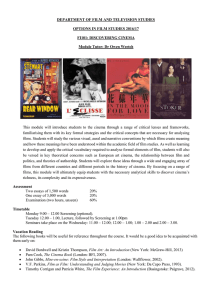 DEPARTMENT OF FILM AND TELEVISION STUDIES OPTIONS IN FILM STUDIES 2016/17
