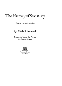 The History of Sexuality by  Michel  Foucault by Robert Hurley