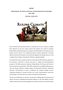 REPORT ‘Ruling Climate: The Theory and Practice of Environmental Governmentality, 1500-1800’