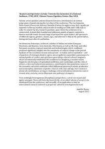 ‘Readers and Spectators in Italy: Towards the Formation of a... Audience, 1750-1890’, Palazzo Pesaro Papafava, Venice, May 2013.