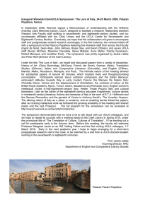 Inaugural Warwick-Clark/UCLA Symposium: The Lure of Italy, 24-25 March 2009,... Papafava, Venice