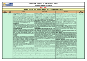 Schedule &amp; Syllabus of ONLINE TEST SERIES NEET (UG)
