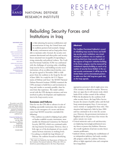 I Rebuilding Security Forces and Institutions in Iraq