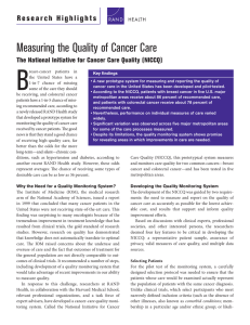 B Measuring the Quality of Cancer Care