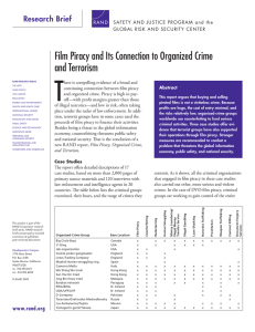 T Film Piracy and Its Connection to Organized Crime and Terrorism Research Brief