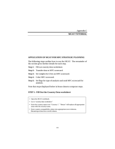 MCAT TUTORIAL APPLICATION OF MCAT FOR MFC STRATEGIC PLANNING