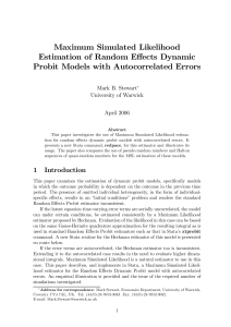 Maximum Simulated Likelihood Estimation of Random Eﬀects Dynamic