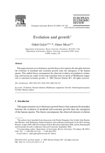 Evolution and growth * Oded Galor 夽