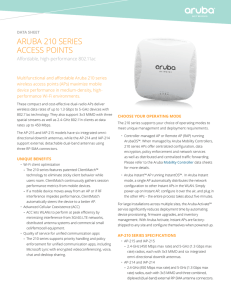 ARUBA 210 SERIES ACCESS POINTS Affordable, high-performance 802.11ac