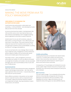 Making the Move froM aaa to policy ManageMent EXECUTIVE BRIEF sECURITy