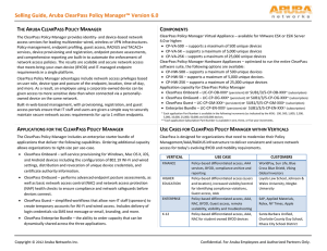 Selling Guide, Aruba ClearPass Policy Manager™ Version 6.0 T A C