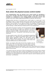 Axis enters the physical access control market PRESS RELEASE