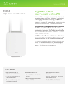 MR62 Ruggedized, outdoor cloud-managed wireless LAN