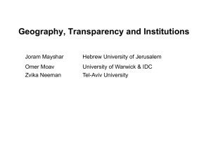 Geography, Transparency and Institutions