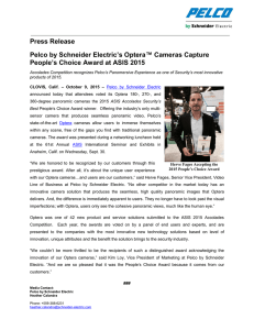 Press Release Pelco by Schneider Electric’s Optera™ Cameras Capture