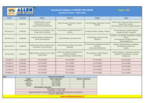 Schedule &amp; Syllabus of ONLINE TEST SERIES Target : IJSO