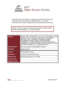 Translational toxicology in setting occupational exposure