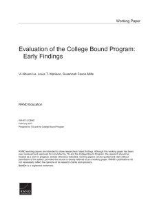 Evaluation of the College Bound Program: Early Findings Working Paper