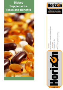 Dietary Supplements: Risks and Benefits Issue 300