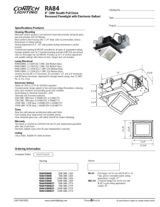 RA84 8&#34; CMH Stealth Pull Down Recessed Downlight with Electronic Ballast Specifications/Features
