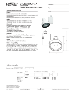CTL8029(W/F)17 Optica ED17 Ceramic Metal Halide Track Fixture Specifications/Features