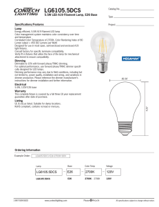 LG6105.5DCS 5.5W LED A19 Filament Lamp, E26 Base Specifications/Features Lamp