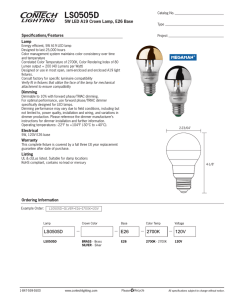 LS0505D 5W LED A19 Crown Lamp, E26 Base Specifications/Features Lamp
