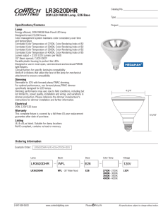 LR3620DHR 20W LED PAR38 Lamp, E26 Base Specifications/Features Lamp