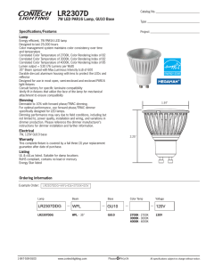LR2307D 7W LED PAR16 Lamp, GU10 Base Specifications/Features Lamp