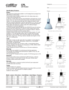CPL LED Pendant Specifications/Features Fixture