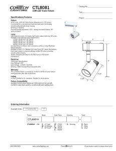 CTL8081 10W LED Track Fixture Specifications/Features