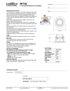 RFT4E 4&#34; LED Retrofit Reflector Trim Module Specifications/Features