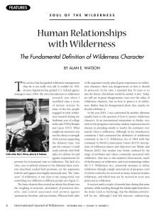 T Human Relationships with Wilderness The Fundamental Definition of Wilderness Character