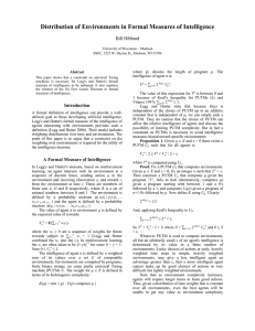 Distribution of Environments in Formal Measures of Intelligence Bill Hibbard  Abstract