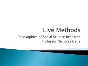 Philosophies of Social Science Research Professor Nicholas Gane