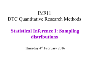 IM911 DTC Quantitative Research Methods Statistical Inference I: Sampling distributions