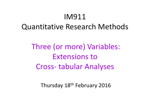 IM911 Quantitative Research Methods Three (or more) Variables: Extensions to