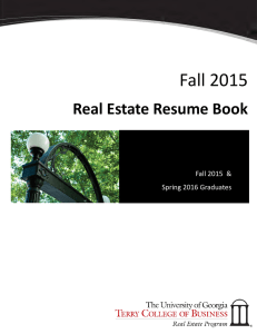 Fall 2015 Real Estate Resume Book Fall 2015  &amp; Spring 2016 Graduates