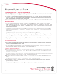 Finance Points of Pride PROGRAM REPUTATION &amp; TEACHING ENVIRONMENT