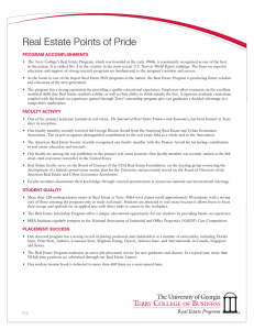 Real Estate Points of Pride PROGRAM ACCOMPLISHMENTS