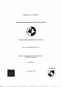 UNIVERSITY OF WARWICK NATIONAL ETHNIC MINORITY DATA ARCHIVE